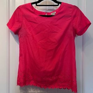 J. Crew | Hot Pink Eyelet Top | Size XXS